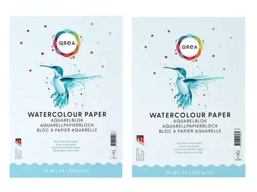 Aquarelblok Qrea A4 20vel 200gr gelijmd