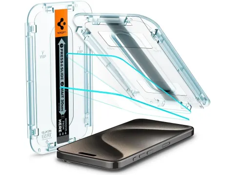 Spigen EZ Fit GLAS.tR iPhone 15 Pro Max Screen Protector Clear 2-Pack