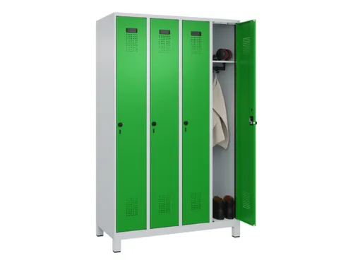 locker,HxBxD 1950x1200x500mm,4vak,vak B 300mm,draaigrendel,voeten
