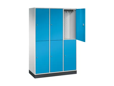 Dubbeldekse garderobekast,RAL 7035/RAL 5012,HxBxD 1950x1220x500mm