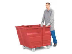 PE-kiepbak,HxLxB 900x1260x960mm,0,6m³,draagverm. 300kg,rood,Wielen