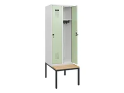 locker met bank,HxBxD 1950x600x815mm,2vak,vak B 300mm,draaigrendel