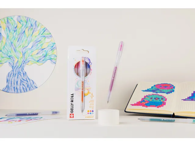Stylo gel Sakura Gelly Roll Stardust 08 rétractable set 10 couleurs