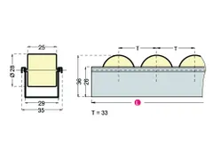 profiel met normale rollen,v. doorloopstelling,D 1210mm,verzinkt