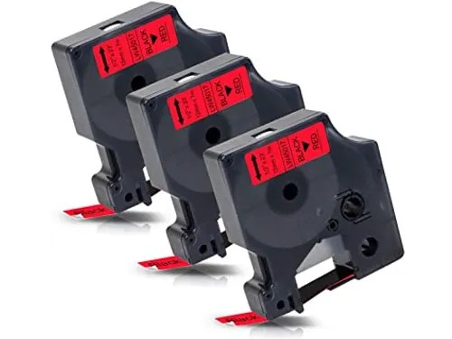 Labeltape Dymo Compatible 45017 D1 12mmx7m Zwart Op Rood