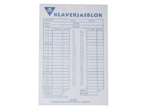 Scoreblok Klaverjas 50 vel