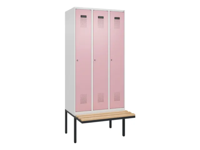 locker met bank,voor scheiding van kleding,HxBxD 2120x900x815mm,3vak