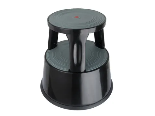 verrijdbaar opstapje,metaal,RAL9005,trede Ø 283mm,3geveerde wielen
