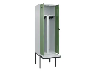 PBM-locker met bank,HxBxD 2120x600x815mm,2vak,vak B 300mm,draaigrendel - 1