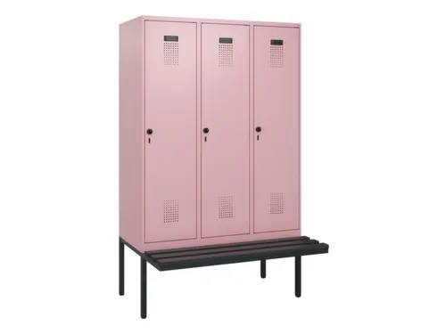 locker met bank,HxBxD 1950x1200x815mm,3vak,vak B 400mm,draaigrendel