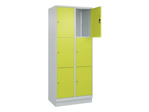 lockerkast,HxBxD 1950x800x500mm,2x3vakken,vak B 400mm,cil.-slot,sokkel