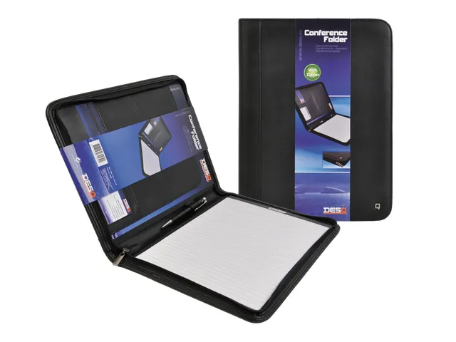 DESQ A4 Conferentiemap Met Ritssluiting en Schrijfblok