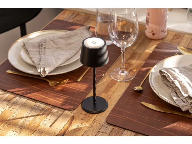 Lampe de table Securit MonteCarlo LED rechargeable dimmable noir