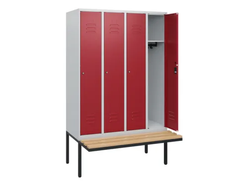 locker met bank,HxBxD 1950x1200x815mm,4vak,vak B 300mm,cil.-slot