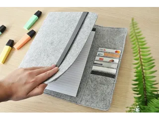 DESQ Schrijfmap A4 Dutch Design Grijs vilt met clipboard en elastiek - 8