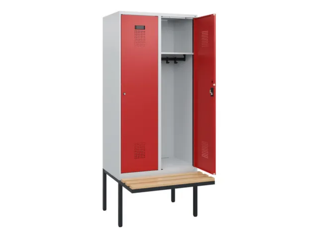 locker met bank,HxBxD 1950x800x815mm,2vak,vak B 400mm,cilinderslot