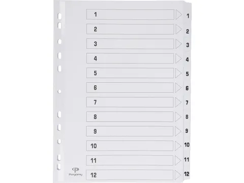 tabbladen met indexblad A4 11-gaats karton wit 1-12