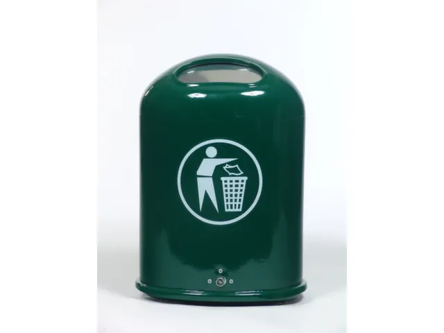Staalplaat Afvalemmer 45 Liter Ovale Opening Veerklep Mosgroen