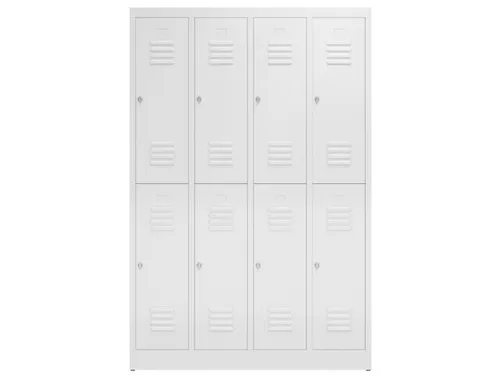 Dubbeldekse garderobekast 1800x1185x500mm 4x2vak klink RAL9003