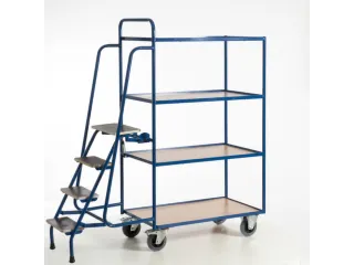 Orderverzamelwagen 990x590mm Totale H 1900mm 4 Etages Hout Ral5010 - 13