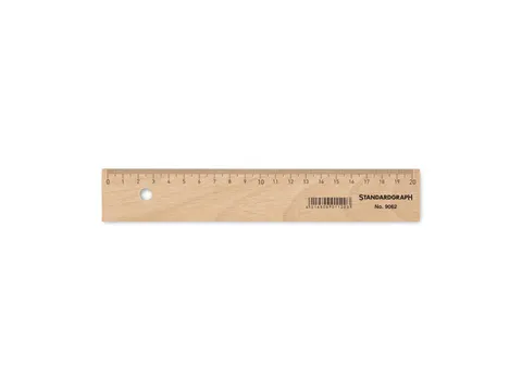 Liniaal Standardgraph 20cm hout met metaalinleg