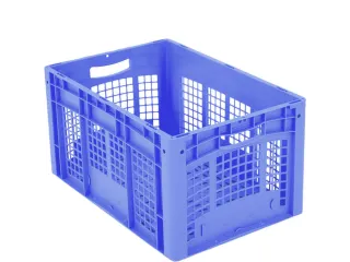 Euronorm Stapelkrat Pp 320x600x400mm Wanden/Bodem Opengewerkt Blauw - 2