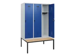 locker met bank,HxBxD 1950x1200x815mm,3vak,vak B 400mm,draaigrendel