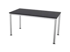 Vergadertafel Hxbxd 74x140x70cm 4-poots Ronde Buis Aluzilver Cc-zwart