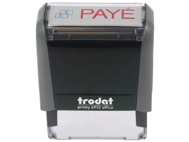 tekststempel Printy Line tekst: PAYE rood blauw