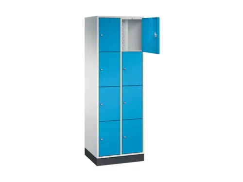 lockerkast,RAL 7035/RAL 5012,HxBxD 1950x620x500mm,2x4vakken,cil.-slot