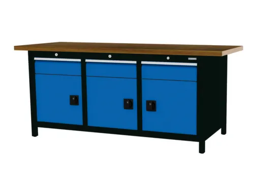 werkbank,HxBxD 860x2000x750mm,onderstel RAL9005,fronten RAL5012