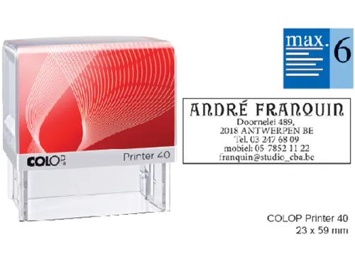 Tekststempel Colop Printer 40 +bon 6regels 59x23mm Blauw