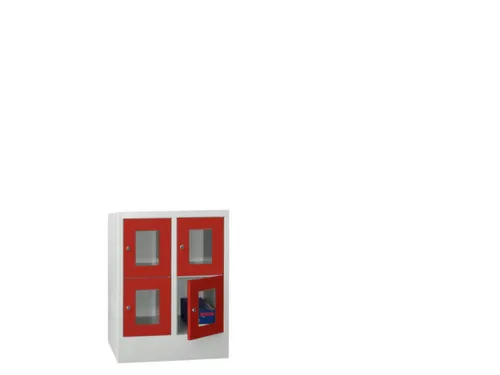 lockerkast,HxBxD 855x600x500mm,2x2vakken,RAL7035,front RAL3000