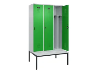 locker met bank,voor scheiding van kleding,HxBxD 2120x1200x815mm,3vak - 1