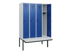 locker met bank,HxBxD 1950x1200x815mm,4vak,vak B 300mm,draaigrendel
