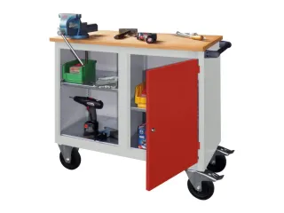 werkbank,verrijdbaar,HxBxD 915x1090x600mm,RAL7035,front RAL3000 - 3