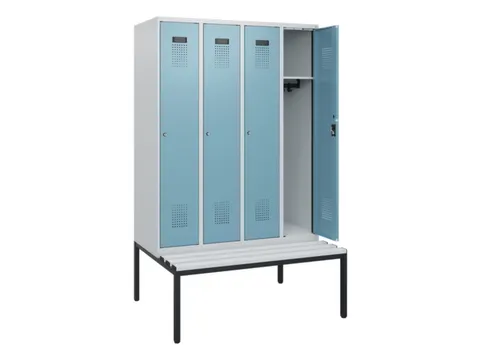 locker met bank,HxBxD 1950x1200x815mm,4vak,vak B 300mm,cilinderslot