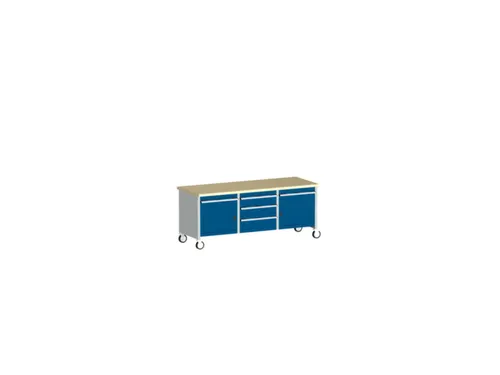 werkbank,verrijdbaar,HxBxD 840x2000x750mm,beukenblad,draagverm. 1200kg
