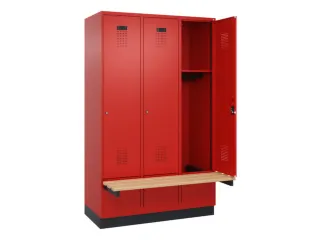 locker met bank,HxBxD 1950x1200x815mm,3vak,vak B 400mm,cilinderslot - 1