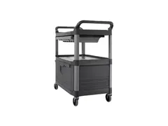 Serveerwagen met vergrendelbare deuren en schuiflade grijs