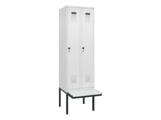 locker met bank,HxBxD 2120x600x815mm,2vak,vak B 300mm,draaigrendel - 2