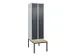 locker met bank,voor scheiding van kleding,HxBxD 2120x600x815mm,2vak