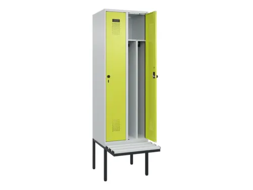 locker met bank,voor scheiding van kleding,HxBxD 2120x600x815mm,2vak