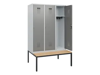 locker met bank,HxBxD 1950x1200x815mm,3vak,vak B 400mm,cilinderslot - 1