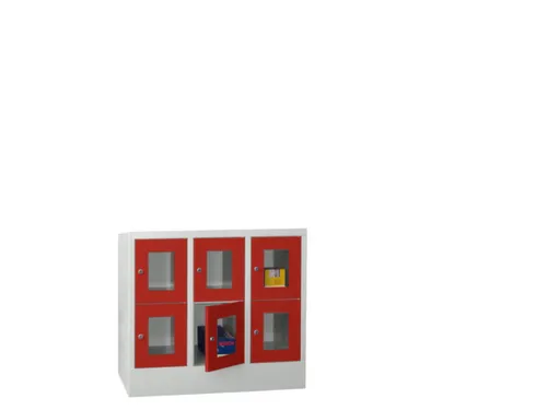 lockerkast,HxBxD 855x900x500mm,3x2vakken,RAL7035,front RAL3000
