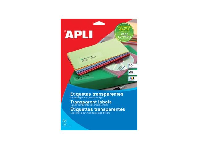Apli Transparante Etiketten A4 210x297mm | ApliLabels.nl