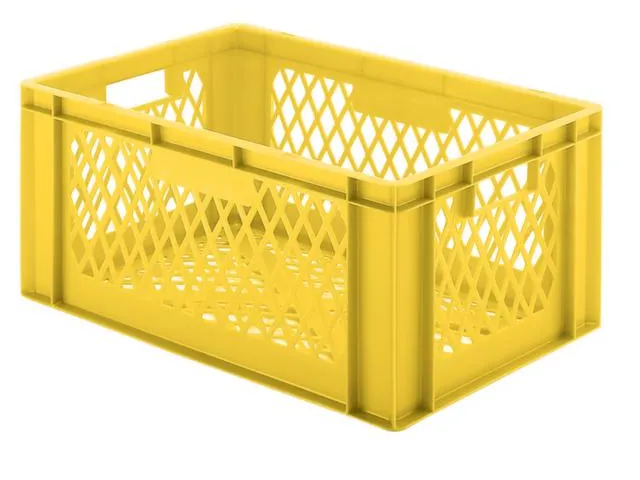 Euronorm-stapelbak 51l 270x600x400mm Wanden/bodem Opengewerkt Geel