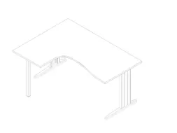 hoek-bureau,HxBxD 730x1600x1200mm,blad wit,verdieping links,C-voet wit