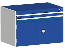 ladekast HxBxD 700x1050x750mm 2laden RAL7035 front RAL5010