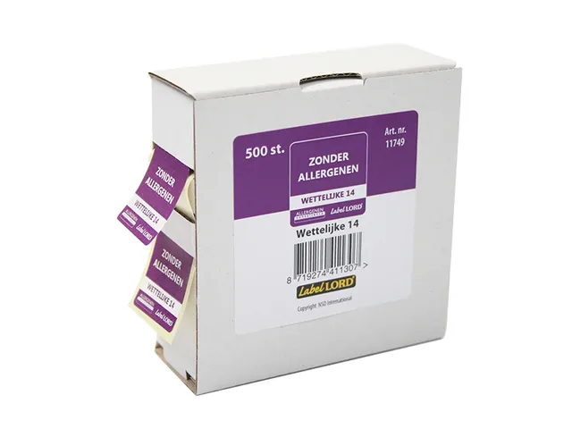 Voedseletiketten 86x33x89mm Zonder Allergenen Dispenser 500 stuks